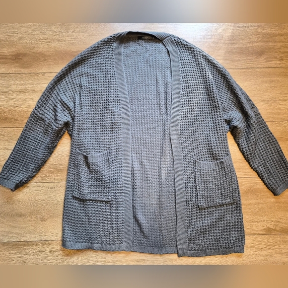 ZESICA Women's Long Batwing Sleeve Open Front Knit Cardigan Sweater GRAY XXL - Picture 4 of 10